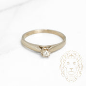 Bague de fiançailles - Or 14K blanc solitaire illusion diamant naturel coupe rond brillant 0.08CT - RIGD309