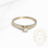 Engagement ring - 14K gold solitaire white illusion round brilliant cut natural diamond 0.08CT - RIGD309