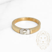 Bague de fiançailles - Or 14K deux tons jaune & blanc solitaire diamant naturel coupe rond brillant 0.11CT serti tension - RIGD311