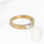 Bague de fiançailles - Or 14K deux tons jaune & blanc solitaire diamant naturel coupe rond brillant 0.11CT serti tension - RIGD311