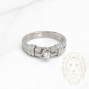 Bague de fiançailles - Or 14K blanc diamant naturel coupe rond brillant 0.10CT - RIGD312