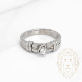 Bague de fiançailles - Or 14K blanc diamant naturel coupe rond brillant 0.10CT - RIGD312