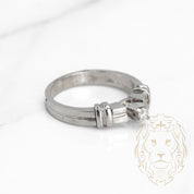 Bague de fiançailles - Or 14K blanc diamant naturel coupe rond brillant 0.10CT - RIGD312