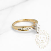 Engagement ring - 14K two-tone yellow & white gold marquise iillusion set with natural round brilliant diamonds 0.10CT - RIGD313