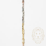 Necklace - 10K gold tricolor yellow, white & pink bullet flat square 1.8mm - CHG590