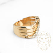 Bague - Or 10K jaune ondulée sertie de diamants naturels 0.75CT - RIGD315