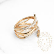 Bague - Or 10K deux tons jaune & blanc ruban enveloppant pavé de diamants naturels 0.30CT - RIGD316