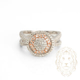Bague - Or 10K deux tons blanc & rose art déco sertie de diamants naturels 1.10CT avec monture à tige fendue pavée - RIGD317