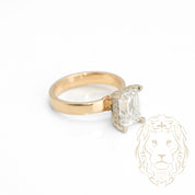 Engagement ring - 14K two-tone yellow & white gold hidden halo cz cut radiant stone 3.00CT & natural pave diamonds 0.15CT - RIGD319