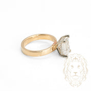 Engagement ring - 14K two-tone yellow & white gold hidden halo cz cut radiant stone 3.00CT & natural pave diamonds 0.15CT - RIGD319