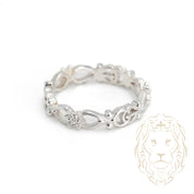 Ring - 18K white gold eternity flower design "GG" set with natural diamonds 0.06CT - RIGD321