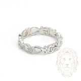 Bague - Or 18K blanc éternité motif fleuri "GG" sertie de diamants naturels 0.06CT - RIGD321