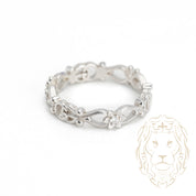 Ring - 18K white gold eternity flower design "GG" set with natural diamonds 0.06CT - RIGD321