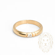 Wedding band ring - 14K yellow gold set with a 0.08CT natural diamond - RIGD323