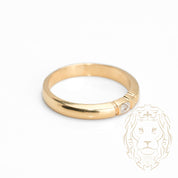 Wedding band ring - 14K yellow gold set with a 0.08CT natural diamond - RIGD323