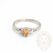 Engagement ring - 14K white gold three oval cut citrine 0.15CT & natural diamonds 0.04CT - RIGD324