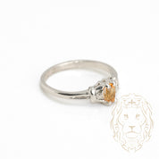 Engagement ring - 14K white gold three oval cut citrine 0.15CT & natural diamonds 0.04CT - RIGD324