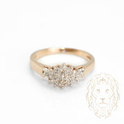 Engagement ring - 10K yellow gold pyramid cluster of natural diamonds 0.15CT - RIGD326