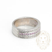 Wedding band ring - 14K white gold semi eternity set with 0.12CT pink topaz & 0.25CT natural diamonds - RIGD327