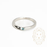 Bague de fiançailles - Or 18K blanc solitaire diamant naturel bleu coupe rond brillant 0.05CT serti tension - RIGD329