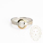 Bague - Or 10K deux tons jaune & blanc cercle pavé de diamants naturels 0.15CT - RIGD330