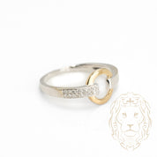 Bague - Or 10K deux tons jaune & blanc cercle pavé de diamants naturels 0.15CT - RIGD330