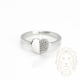 Bague - Or 10K blanc coeur pavé de diamants naturels 0.10CT - RIGD333
