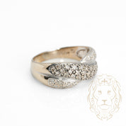 Bague - Or 18K blanc bandes croisées pavé de diamants naturels 0.75CT - RIGD336