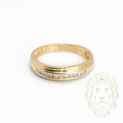 Bague jonc - Or 14K jaune diamants naturels coupe rond brillant serti en canal 0.18CT - RIGD338