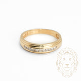 Bague jonc - Or 14K jaune diamants naturels coupe rond brillant serti en canal 0.18CT - RIGD338