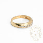 Bague jonc - Or 14K jaune diamants naturels coupe rond brillant serti en canal 0.18CT - RIGD338