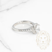 Engagement ring - 14K gold halo natural cut radiant & pavé diamonds 1.20CT - RIGD413