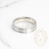 Bague jonc - Or 10K blanc finition brossée & rainure - RIG720