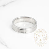 Bague jonc - Or 10K blanc finition satinée & rainure - RIG721