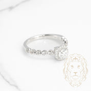 Bague de fiançailles - Or 14K blanc halo diamant naturel coupe rond brillant avec monture en diamants sertis clos 1.00CT - RIGD342