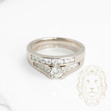 Bague de fiançailles - Or 14K blanc ensemble (2) diamants naturels coupe rond brillant avec monture & alliance en diamants sertis en canal 1.00CT - RIGD346