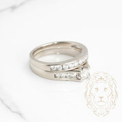 Engagement ring - 14K white gold set (2) round brilliant cut natural diamonds with 1.00CT channel set diamond setting & wedding band - RIGD346