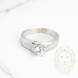 Bague de fiançailles - Or 14K blanc pierre cz coupe rond brillant 1.00CT avec monture pavé de diamants 0.30CT - RIGD347