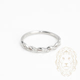 Bague - Or 10K blanc entrelacé sertie de diamants naturels 0.15CT - RIGD348