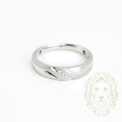 Bague jonc - Or 10K blanc trois pierres diamants naturels 0.03CT finition brossée & polie - RIGD349