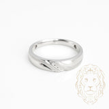 Bague jonc - Or 10K blanc trois pierres diamants naturels 0.03CT finition brossée & polie - RIGD349