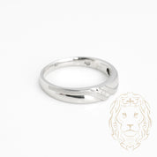 Bague jonc - Or 10K blanc trois pierres diamants naturels 0.03CT finition brossée & polie - RIGD349