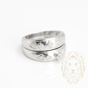 Engagement ring - 10K white gold set (2) three illusion stones natural round brilliant cut diamonds & wedding band 0.10CT - RIGD352