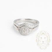 Bague de fiançailles - Or 10K blanc ensemble (2) halo composite diamants naturels coupe rond brillant & alliance pavé 0.25CT - RIGD354