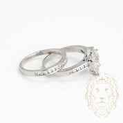 Engagement ring - 10K white gold set (2) marquise compé of round brilliant cut natural diamonds with channel set diamond setting & wedding band 1.20CT - RIGD355