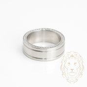 Ring - Platinum double groove polished finish set with 1.00CT black diamonds & 1.00CT lab diamonds - RIGL046