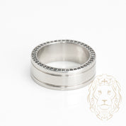 Ring - Platinum double groove polished finish set with 1.00CT black diamonds & 1.00CT lab diamonds - RIGL046