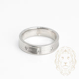 Bague jonc - Or 10K blanc rayée trois pierres diamants naturels 0.12CT - RIGD358