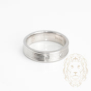 Bague jonc - Or 10K blanc rayée trois pierres diamants naturels 0.12CT - RIGD358