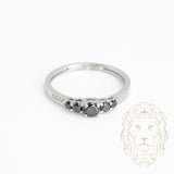 Bague de fiançailles - Or 14K blanc diamants naturels noirs coupe rond 0.25CT - RIGD360
